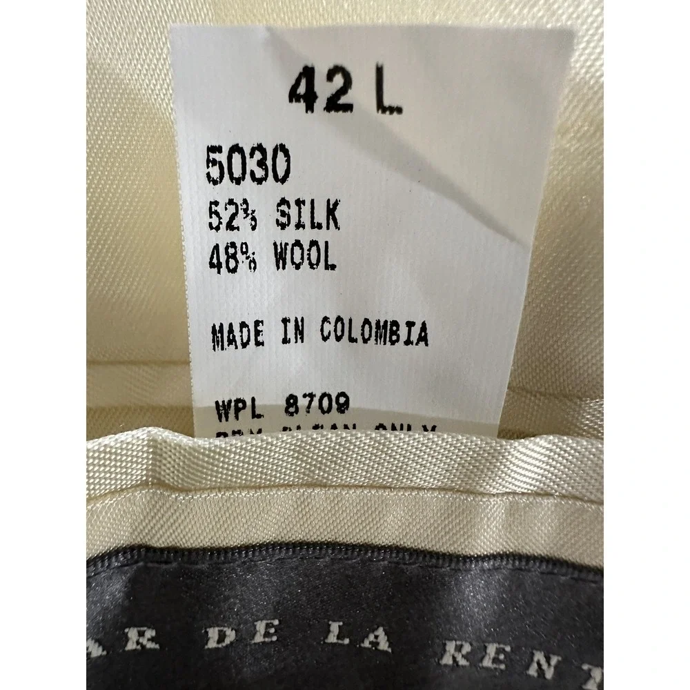 Oscar de la Renta Sportcoat Blazer Mens Size 42L Beige Silk Wool Blend
